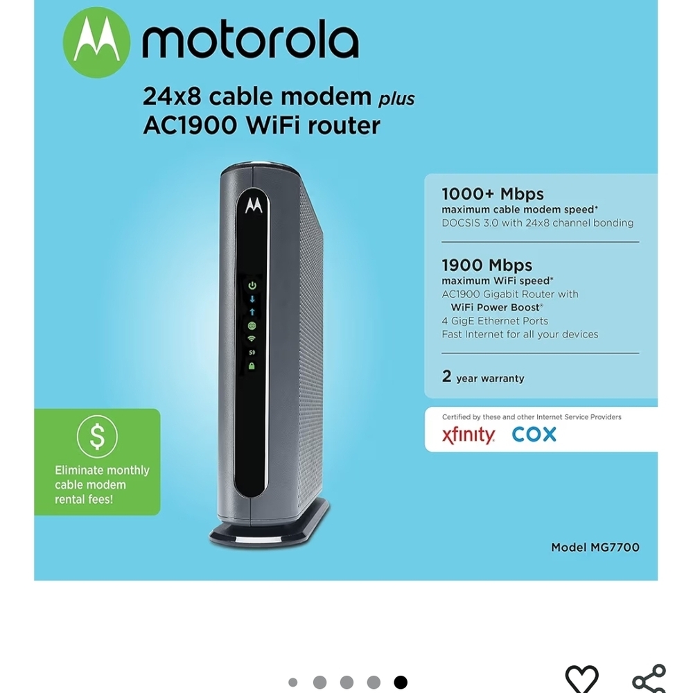 Motorola AC1900 Cable Modem Router - Gray and Green - Picture 5 of 11